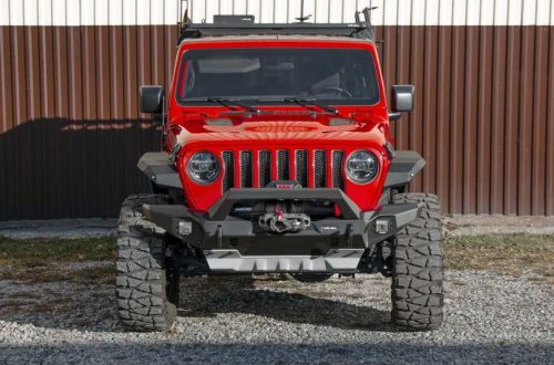 Jeep Wrangler JL z zamontowanym aluminiowym zderzakiem przednim Rival 4x4